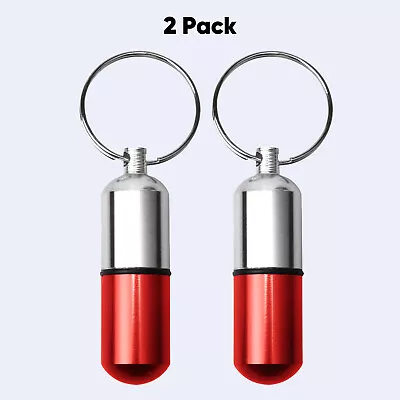 2x Medicine Pill Bottle Drug Portable Container Holder Case Keychain Waterproof • $6.24