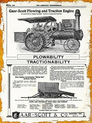 1907 Gaar Scott Traction Engine New Metal Sign: Richmond Indiana • $19.88