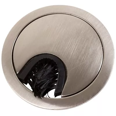 50mm BRUSHED NICKEL DESK GROMMET Surface Outlet Cable Wire Table Tidy Organiser • £5.48