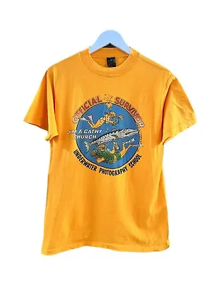 VTG 70s 1979 Underwater Photography T-shirt Large Yellow Made In USA • $39.99