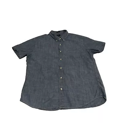 J Crew Chambray Shirt Mens XL Slim Fit Button Down Blue Short Sleeve Preppy • $22.99