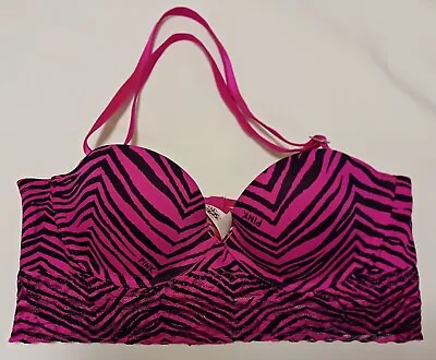 Vintage 2011 Size 34AA Bustier Pink Victoria's Secret Black Zebra New With Tags • $40
