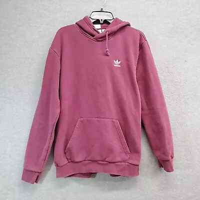 Adidas Men Sweatshirt M Maroon Hoodie Logo Primegreen Trefoil Embroidered READ • $22.31