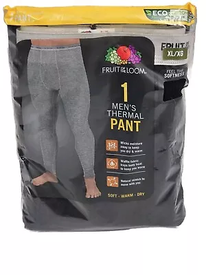 Fruit Of The Loom Mens Black Thermal Underwear Bottom Pants Size XL (40-42) NIP • $14.99