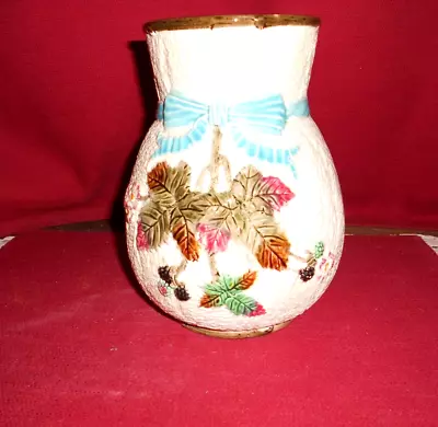 Vint/antiq Majolica Vase!  A+ Cond!   Df Haynes & Son Co Baltimore!  1880-1890! • $99
