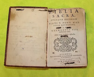 1676 Antique Catholic Holy Bible Latin Vulgate **347 Years Old!!** • $550