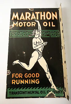Marathon Motor Oil (O2L) Flange Sign (JSF6) For Good Running Transcontinental • $1946.75
