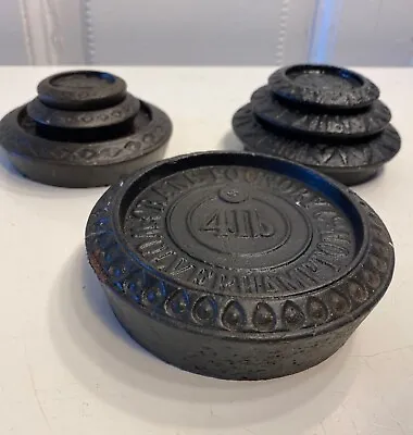 Job Lot X 7 Decorative Vintage Cast Iron Scale Weights Crane Hope Foundry. • $50.53