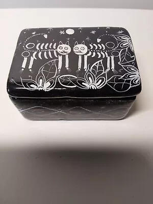 Mexican Black Trinket Box With Cat Skeletons On Lid • $9.95