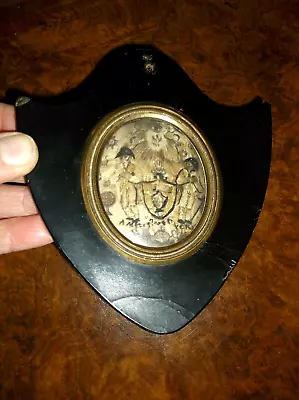 Antique Georgian Miniature Silkwork: Crest Soldiers Masonic Eye Globe Sun • $625.16