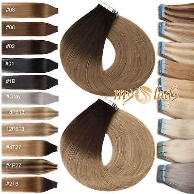 MY-LADY Tape In 100% Real Remy Human Hair Extensions Skin Weft Full Head Ombre L • $48.58