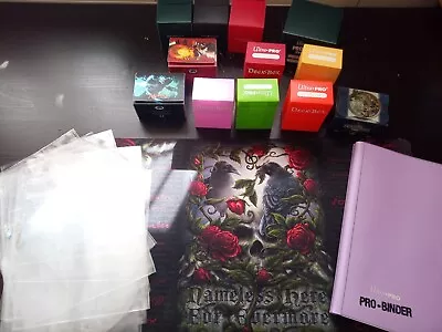 MTG Accessories Bundle Deck Boxes Binder Playmat Card Sleeves And Sheets • £10