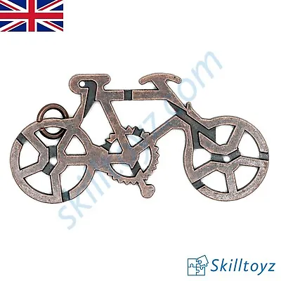 Skilltoyz IQ Cast Metal Puzzle 3D Brain Teaser Small Bike Bronze #68 - UK Shop • £3.99