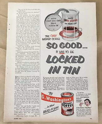 G. Washington’s Instant Coffee 1954 Print Ad 50s Vintage Illus Art Retro Lock • $5