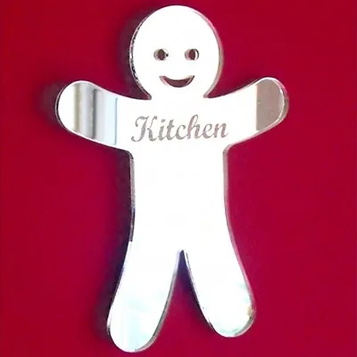 Gingerbread Man Kitchen Door Sign Acrylic Mirror (Several Sizes Available) • £11.37