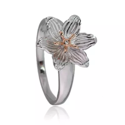 Clogau Silver Ring Size L Diamond Flower Lady Snowdon  Welsh Rose Gold • £39.99