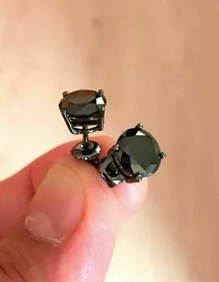 2Ct Round Cut Simulated Spinel Solitaire Stud Earrings 14K Black Gold Plated • $90.99