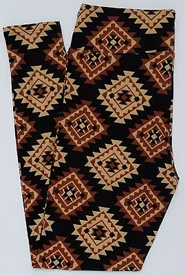 TC LuLaRoe Tall & Curvy Leggings Tribal Aztec Southwest Black Brown NWT S04 • $13.90