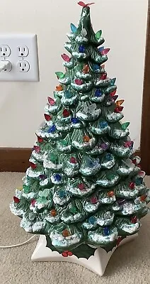 Vintage Holland Mold Ceramic Christmas Tree 19” W/ Star Holly Base • $149