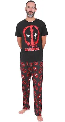 Men's Official Marvel Deadpool Long Pyjamas Sizes S To 2XL Mens Pjs • £17.99