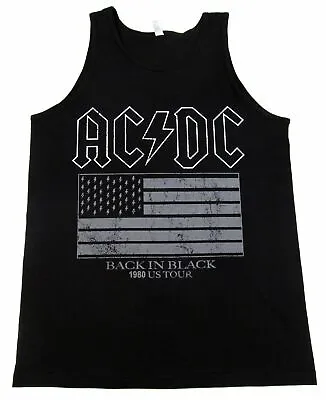 AC/DC Back In Black Tank Top T-shirt ACDC Flag 1980 US Tour Men's Vest Black New • $16.95