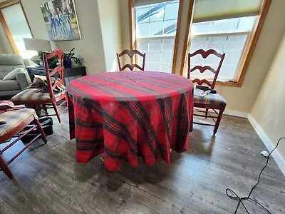 Ballard Design Red Black Plaid Large Tablecloth 90  • $18