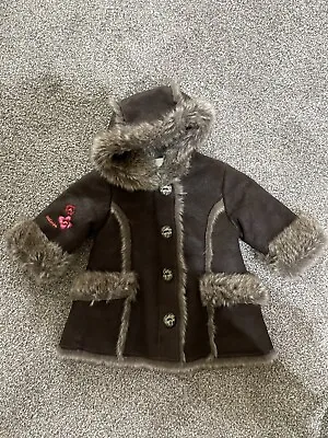 BNWT Baby Girl's Designer CATIMINI Sheepskin Style Coat Size 6 Months-RRP£80 • £30