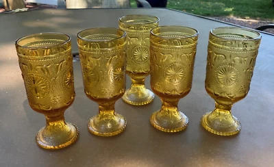 $19.99 • Buy 5 Amber American Concord Sandwich Water Goblets* Brockway Glass* Glasses
