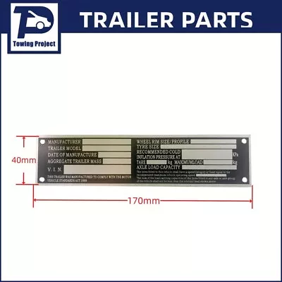 $4.50 • Buy 1 Pcs Blank Vehicle Trailer Caravan VIN Identification Plate Part Grey On Black