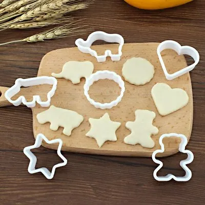 6pcs Cookie Cake Pastry Fondant Bear Elephant Star Heart Mold Mould Cutter Set • £2.09