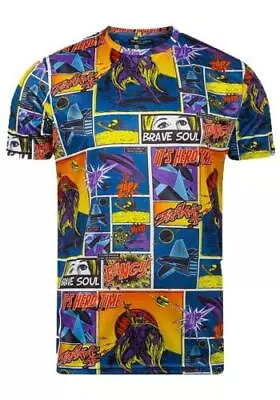 £14.95 • Buy Brave Soul Mens Comic Book T Shirt, All Over Print Comic Strip T Shirt 