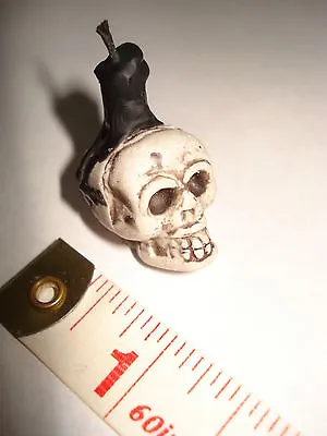 Witch Skull Candlestick With Black Candle - Halloween Dollhouse Miniature • $4.95