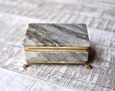 Vintage Marble Stone Jewelry Box Trinket Box Women's Gift Gilded Jewelry Box • $55