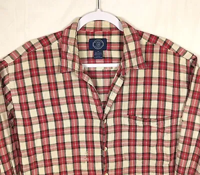 GAP Vtg 90s Red Plaid Flannel Long Sleeve Btn SHIRT Men's M Medium • $8.56