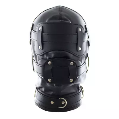 PU Leather Bondage Hood Headgear Sensory Deprivation Hood Mask Head Hanging BDSM • $15.66