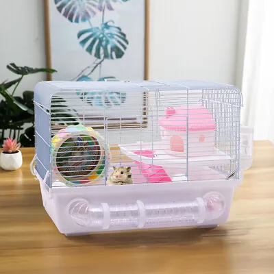 Large Hamster Cage Carrier Small Animal House With Exercise Wheels Tunnel Tube • £24.95