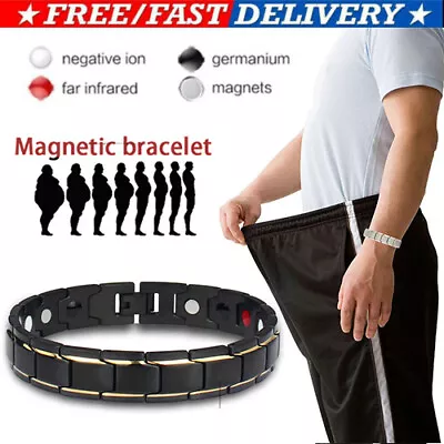 Weight Loss Men Titanium Strong Magnets Bracelet Therapy Arthritis Health Bangle • £4.29