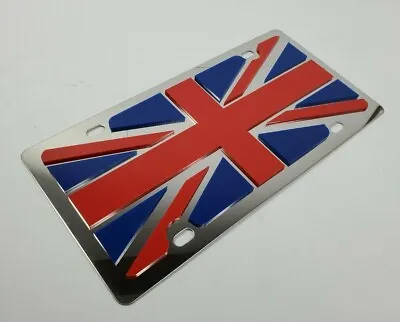 Chrome Great Britain Metal Vanity License Plate W/ 3D UK Union Jack Flag • $39.95