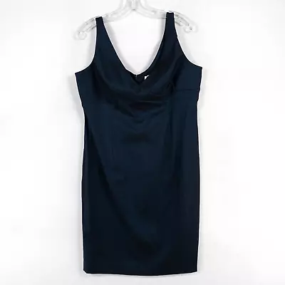 Amanda Smith Dresses Sz 14 Sheath Dress Dark Blue Sleeveless V Neck Stretch • $15.19
