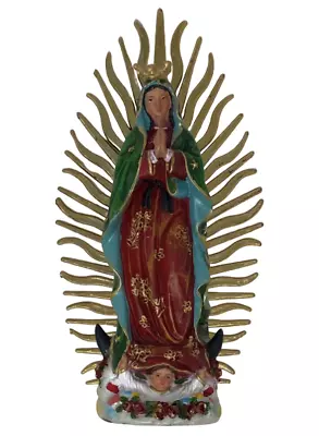 Virgen De Guadalupe 8 Inch Resin Statue Regular Green Cloak Stars 8-15202 • $22.98