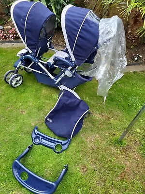 £49.99 • Buy Graco Stadium Duo Tandem Pushchair With Click Connect - Blue/Grey