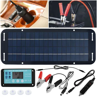 Portable Solar Panel Kit Battery Charger Controller For Car Van Caravan 12/24V • £19.67