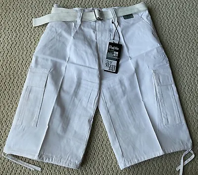 NWT Men's Regal Wear Solid White Belted Cargo Pocket Shorts ALL SIZES 32-42 • $12.99