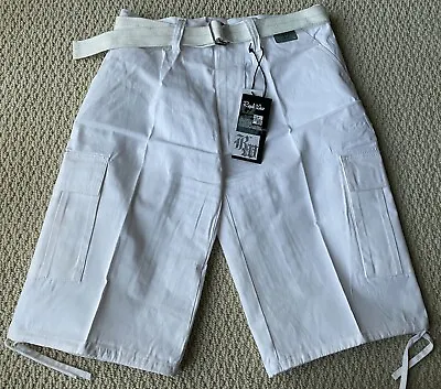 NWT Men's Regal Wear Solid White Belted Cargo Pocket Shorts ALL SIZES 32-44 • $12.99