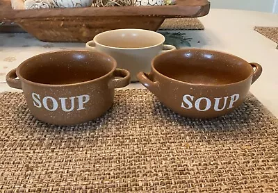 MULBERRY Home Collection Soup Bowls With Handles Three Bowls • $21.99