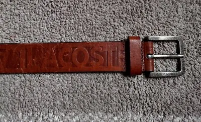 Lacoste Brown Leather Belt Men's 36 Spell Out • $17.88
