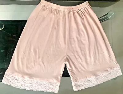 Women Pettipants Half Slip Bloomer Shorts Lace Trim Cotton Slip Light Pink 2XL • £6.51