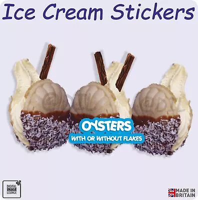 ICE CREAM Stickers - Oyster Delight Cone - Flakes - VAN WINDOW STICKER • £3.99