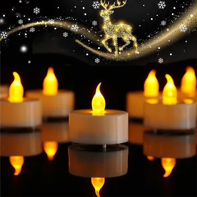 Led Tea Lights Candles LED Flickering Flameless Battery Operated Wedding Xmas UK • £11.99