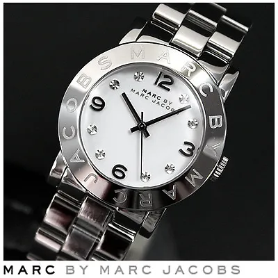 New Marc Jacobs Amy Silver Tonecrystals Dialbracelet Watch-mbm3054 • $179.99